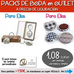 Pack Super-Ahorro de regalos Bodas en Outlet, con bolsas y tarjetas