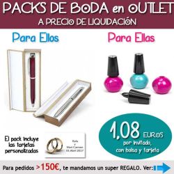 Pack Super-Ahorro de regalos Bodas en Outlet, con bolsas y tarjetas