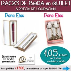 Pack Super-Ahorro de regalos Bodas en Outlet, con bolsas y tarjetas