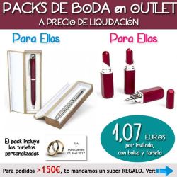 Pack Super-Ahorro de regalos Bodas en Outlet, con bolsas y tarjetas