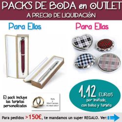 Pack Super-Ahorro de regalos Bodas en Outlet, con bolsas y tarjetas