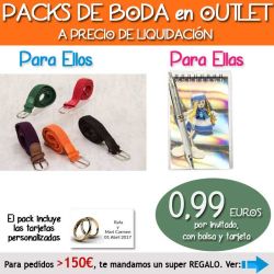 Pack Super-Ahorro de regalos Bodas en Outlet, con bolsas y tarjetas