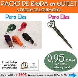 Pack Super-Ahorro de regalos Bodas en Outlet, con bolsas y tarjetas