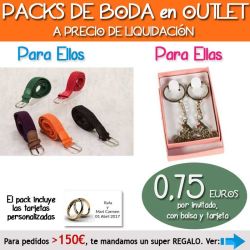 Pack Super-Ahorro de regalos Bodas en Outlet, con bolsas y tarjetas