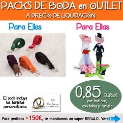 Pack Super-Ahorro de regalos Bodas en Outlet, con bolsas y tarjetas