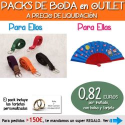 Pack Super-Ahorro de regalos Bodas en Outlet, con bolsas y tarjetas