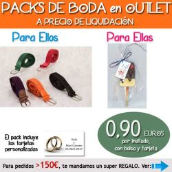 Pack Super-Ahorro de regalos Bodas en Outlet, con bolsas y tarjetas