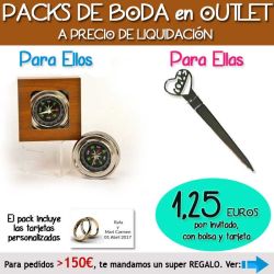 Pack Super-Ahorro de regalos Bodas en Outlet, con bolsas y tarjetas