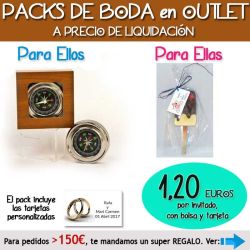Pack Super-Ahorro de regalos Bodas en Outlet, con bolsas y tarjetas