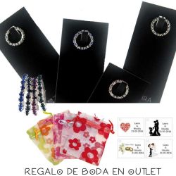 Pack de anillo elástico de metal con cristal de roca, bolsa y tarjeta