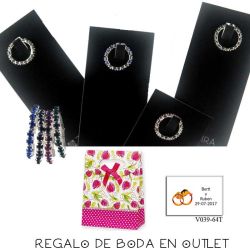 Pack de anillo elástico de metal con cristal de roca, bolsa y tarjeta