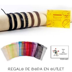 Pack de pulseras artesanas de piel de Ubrique, con bolsa y tarjeta
