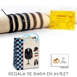 Pack de pulseras artesanas de piel de Ubrique, con bolsa y tarjeta