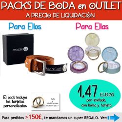 Pack Super-Ahorro de regalos Bodas en Outlet, con bolsas y tarjetas