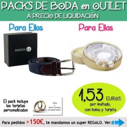 Pack Super-Ahorro de regalos Bodas en Outlet, con bolsas y tarjetas