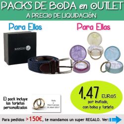 Pack Super-Ahorro de regalos Bodas en Outlet, con bolsas y tarjetas