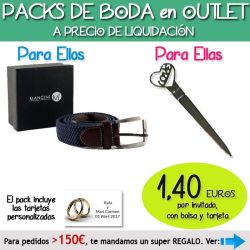 Pack Super-Ahorro de regalos Bodas en Outlet, con bolsas y tarjetas