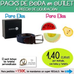Pack Super-Ahorro de regalos Bodas en Outlet, con bolsas y tarjetas