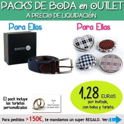 Pack Super-Ahorro de regalos Bodas en Outlet, con bolsas y tarjetas