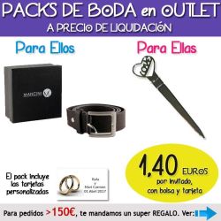Pack Super-Ahorro de regalos Bodas en Outlet, con bolsas y tarjetas