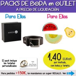 Pack Super-Ahorro de regalos Bodas en Outlet, con bolsas y tarjetas