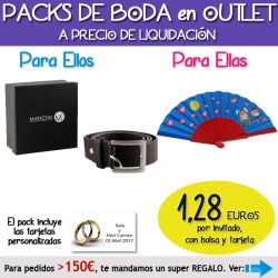 Pack Super-Ahorro de regalos Bodas en Outlet, con bolsas y tarjetas