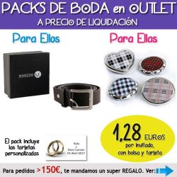 Pack Super-Ahorro de regalos Bodas en Outlet, con bolsas y tarjetas