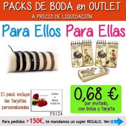 Pack Super-Ahorro de regalos Bodas en Outlet, con bolsas y tarjetas