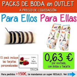 Pack Super-Ahorro de regalos Bodas en Outlet, con bolsas y tarjetas
