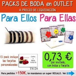 Pack Super-Ahorro de regalos Bodas en Outlet, con bolsas y tarjetas