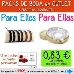 Pack Super-Ahorro de regalos Bodas en Outlet, con bolsas y tarjetas
