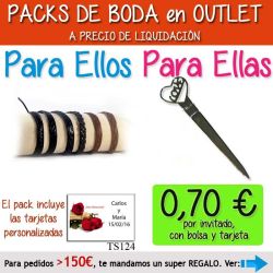 Pack Super-Ahorro de regalos Bodas en Outlet, con bolsas y tarjetas