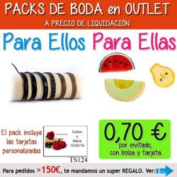 Pack Super-Ahorro de regalos Bodas en Outlet, con bolsas y tarjetas