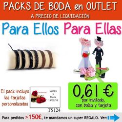 Pack Super-Ahorro de regalos Bodas en Outlet, con bolsas y tarjetas