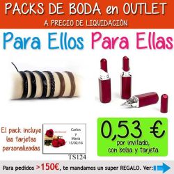 Pack Super-Ahorro de regalos Bodas en Outlet, con bolsas y tarjetas