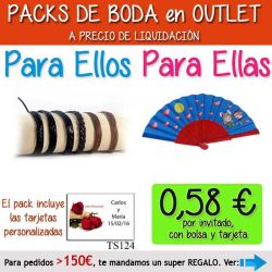 Pack Super-Ahorro de regalos Bodas en Outlet, con bolsas y tarjetas