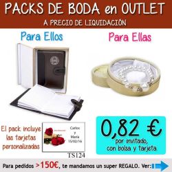 Pack Super-Ahorro de regalos Bodas en Outlet, con bolsas y tarjetas