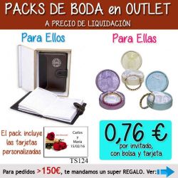 Pack Super-Ahorro de regalos Bodas en Outlet, con bolsas y tarjetas