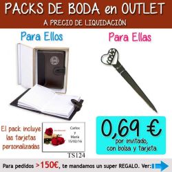 Pack Super-Ahorro de regalos Bodas en Outlet, con bolsas y tarjetas
