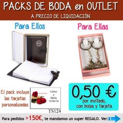 Pack Super-Ahorro de regalos Bodas en Outlet, con bolsas y tarjetas