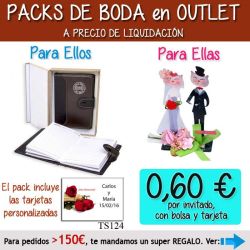Pack Super-Ahorro de regalos Bodas en Outlet, con bolsas y tarjetas