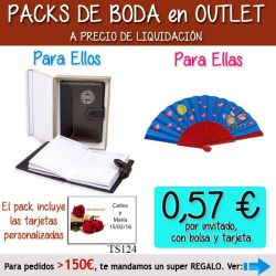 Pack Super-Ahorro de regalos Bodas en Outlet, con bolsas y tarjetas