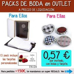 Pack Super-Ahorro de regalos Bodas en Outlet, con bolsas y tarjetas