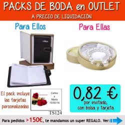 Pack Super-Ahorro de regalos Bodas en Outlet, con bolsas y tarjetas