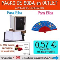 Pack Super-Ahorro de regalos Bodas en Outlet, con bolsas y tarjetas