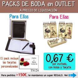 Pack Super-Ahorro de regalos Bodas en Outlet, con bolsas y tarjetas