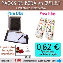 Pack Super-Ahorro de regalos Bodas en Outlet, con bolsas y tarjetas