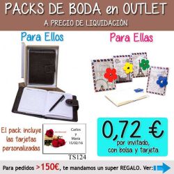 Pack Super-Ahorro de regalos Bodas en Outlet, con bolsas y tarjetas