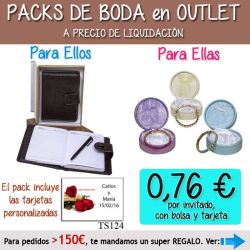 Pack Super-Ahorro de regalos Bodas en Outlet, con bolsas y tarjetas