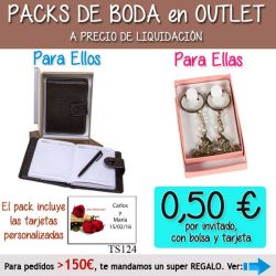 Pack Super-Ahorro de regalos Bodas en Outlet, con bolsas y tarjetas
